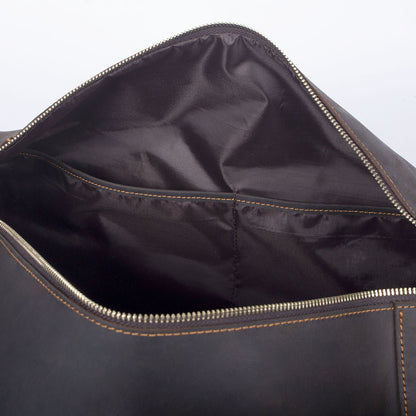 19 Inch Leather Duffel Bag with Shoe Pocket