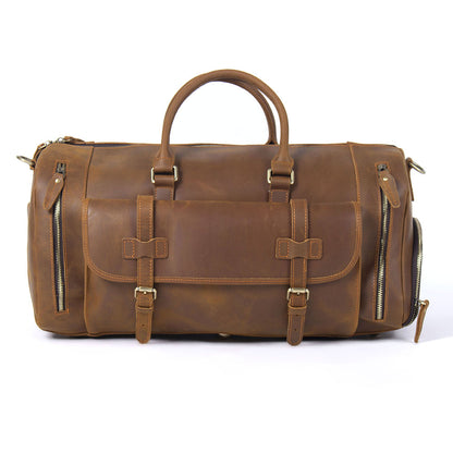 19 Inch Leather Duffel Bag with Shoe Pocket