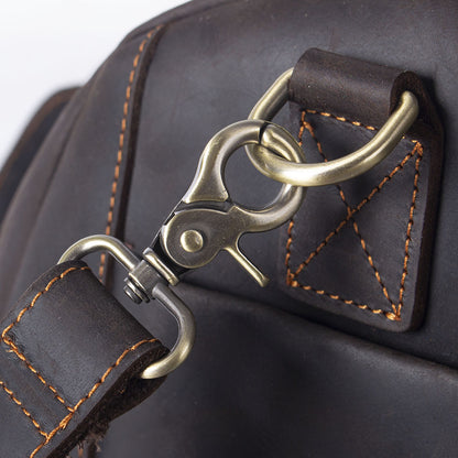 19 Inch Leather Duffel Bag with Shoe Pocket