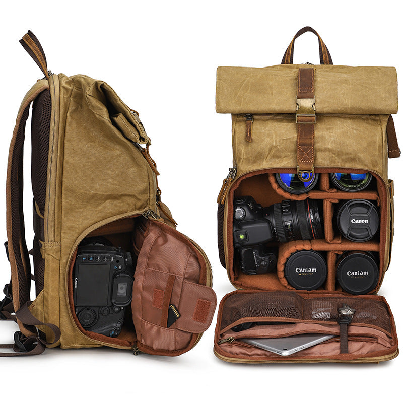 Roll Top Canvas DSLR Daypack