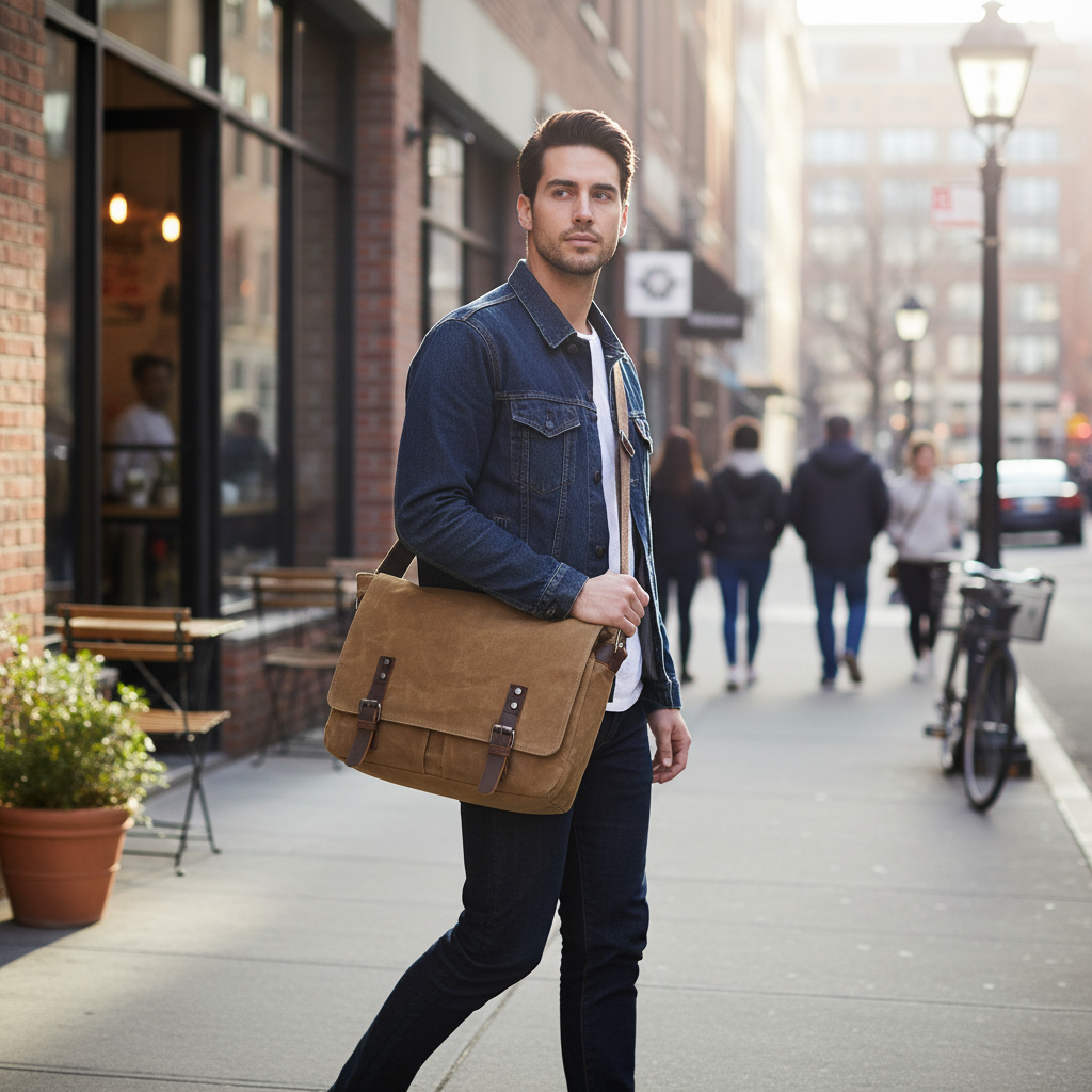 Canvas Messenger Bag Lifestyle