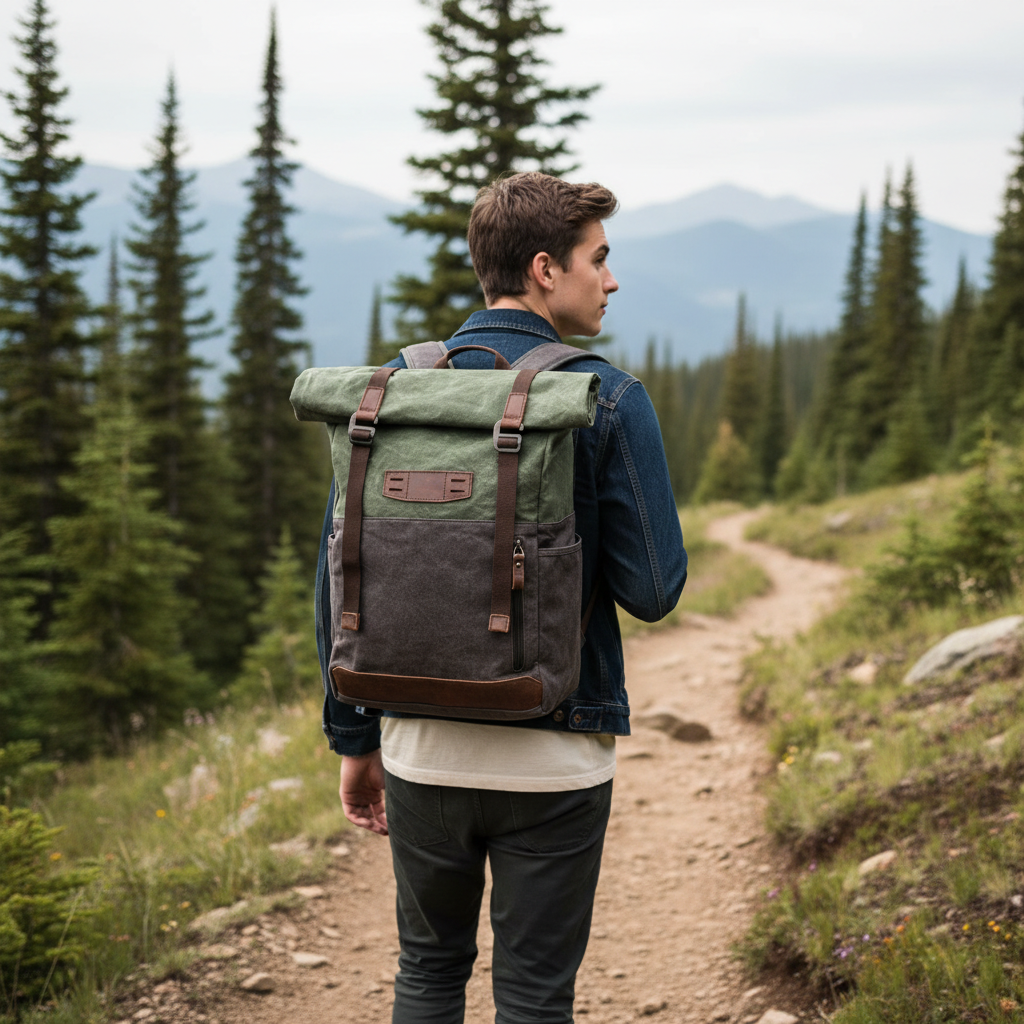 Roll-top Backpack Back View