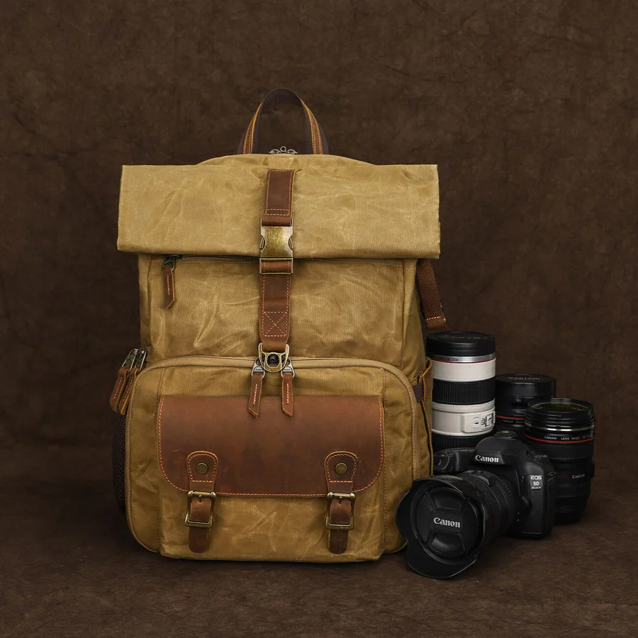 Roll Top Canvas DSLR Daypack