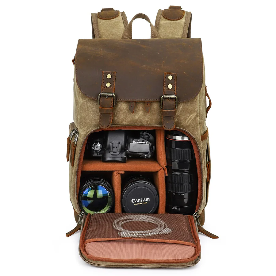 Vintage Canvas Backpack for Camera