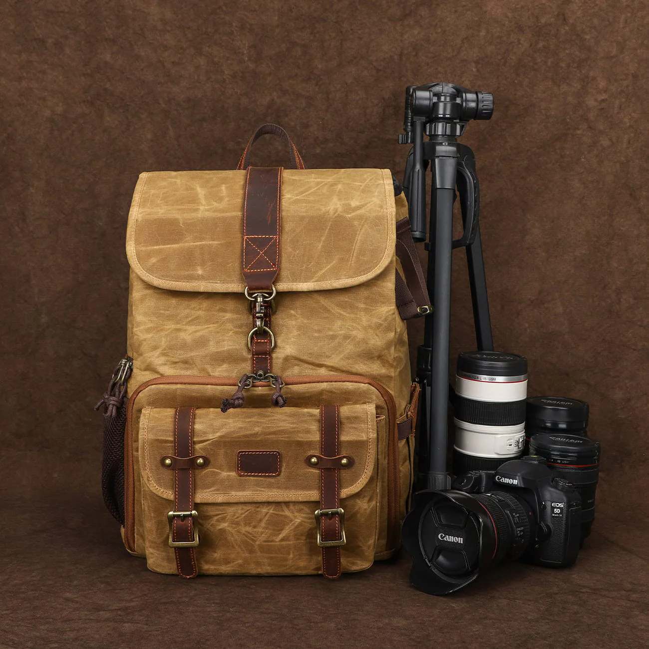 Canvas Leather Camera Daypack